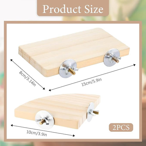 2PCS Bird Perch Platform Flat, Fan Shape and Rectangle Bird Cage Platform - Image 2