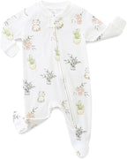 Neutral Baby Clothes Boy Girl Footed Cotton Long Sleeve Double Zipper Onesie by Unknown
