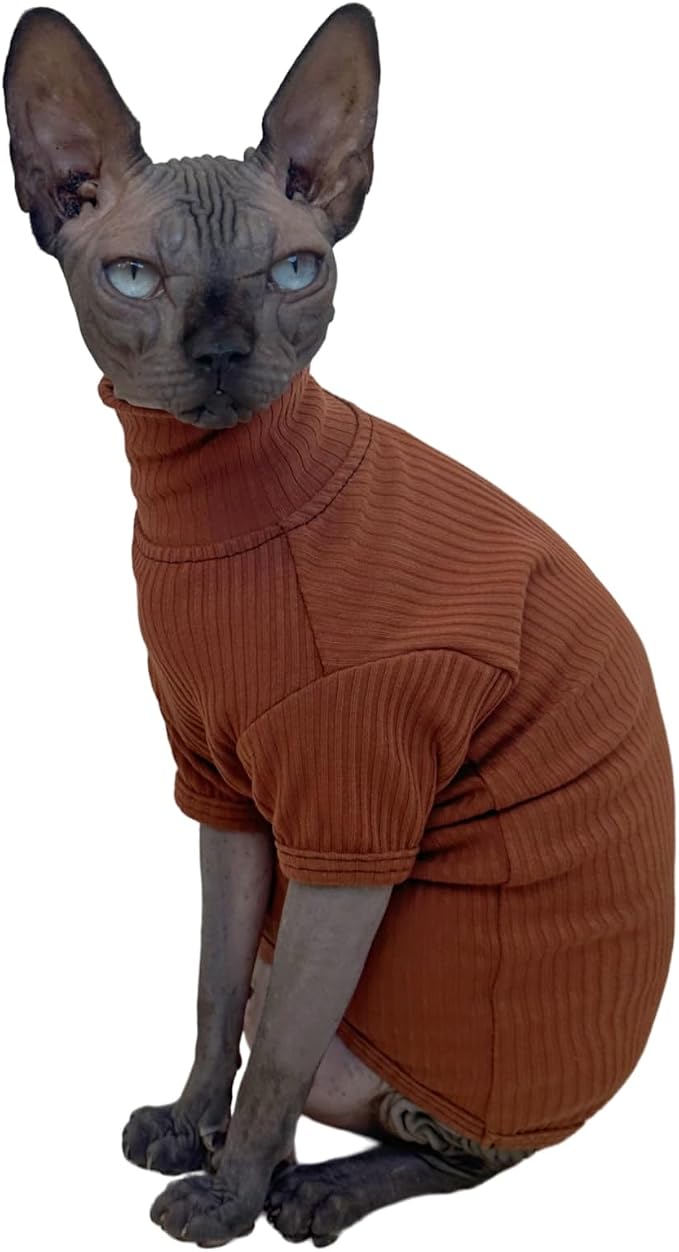 Kitipcoo Sphynx Hairless Cats Shirt Cat Turtleneck Sweater Long Sleeves Kitten by Kitipcoo