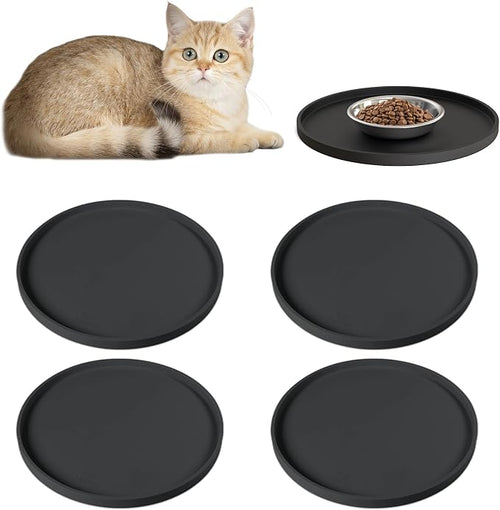 4 PCS Thickened Pet Silicone Food Mat, Nonslip Waterproof Cat Dog Feeding Bowl by Arespark