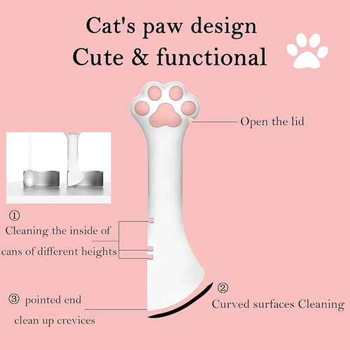 3 Pcs Pet Food Can Lids & One Can Spoon | Cute Paw Shape Opener Spatula Cat Wet - Image 2