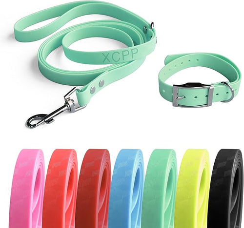 4.2FT Dog Collar and Leash Set, PVC Waterproof Adjustable Odor Proof Pet by Unknown