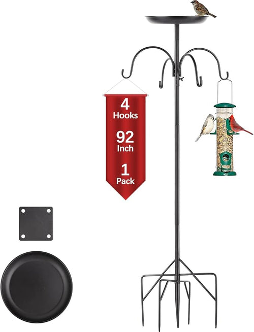 4-Hook Shepherds Hooks for Outdoor, Adjustable Garden Hook for Plant Baskets by Camii