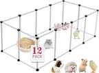 12 Panels Transparent Small Animals Playpen, Plastic Enclosure, Puppy Play Pen by VISCOO
