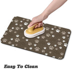 Dog Food Mat, Absorbent Water Bowl Mats Cat Pet Feeding Placemats Brown 17 * 30 - Image 4