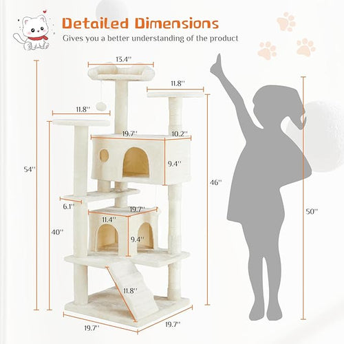 54 Inches Cat Tower Condo Furniture, Cat Tree Tower - Image 2