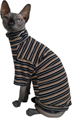 Vintage Stripes Sphynx Hairless Cats Shirt Cotton Cat Turtleneck Pet Clothes - Image 2