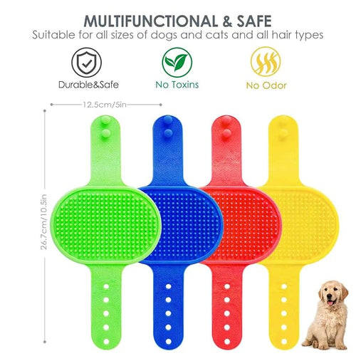 4 Pack Dog Grooming Brush, Premium Soft Silicone Pet Bath Brushes - Image 2