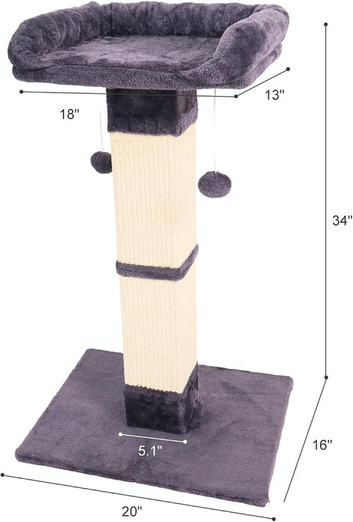 34" Cat Scratching Post for Indoor Cats, Sisal Cat Scratcher - Image 2