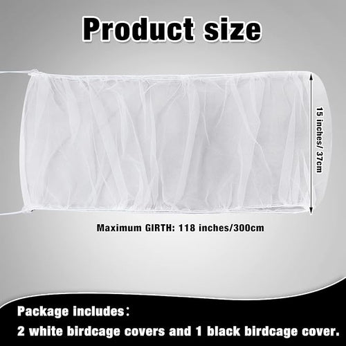 3 Pieces Large Adjustable Bird Cage Cover Seed Feather Catcher Birdcage Nylon - Image 2