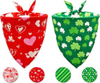 Valentine's & St. Patrick's Day Dog Bandana Set 2PCS-XLarge, Holiday Party by CozyHaus