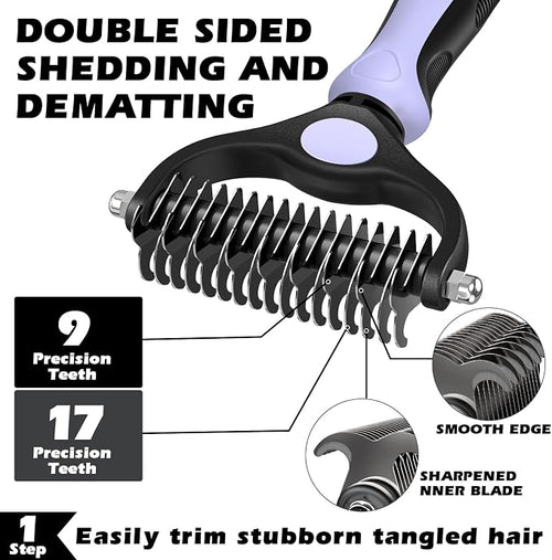 3PCS Self Cleaning Slicker Brush & Pet Grooming Rake & Flea Comb - Image 2