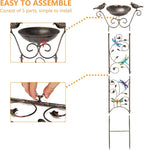 SUNNYPARK Bird Bath with Trellis Outdoor, Antique Garden Iron Plant Trellis - Image 3