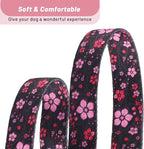 QQPETS Adjustable Soft Dog Collar: Print Flower Pink Multicolor Cute Patterns - Image 4