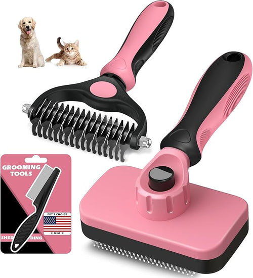 3PCS Self Cleaning Slicker Brush & Pet Grooming Rake & Flea Comb by Augwind