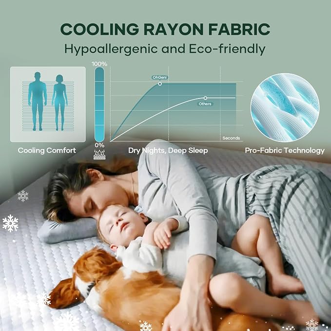 OhGeni 100% Waterproof Mattress Protector, Fitted Sheet, Full -2 Pack - Image 9