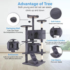 FDW | 54" Cat Tree Tower | Ashy | Multi-Level Indoor Activity Center - Image 3
