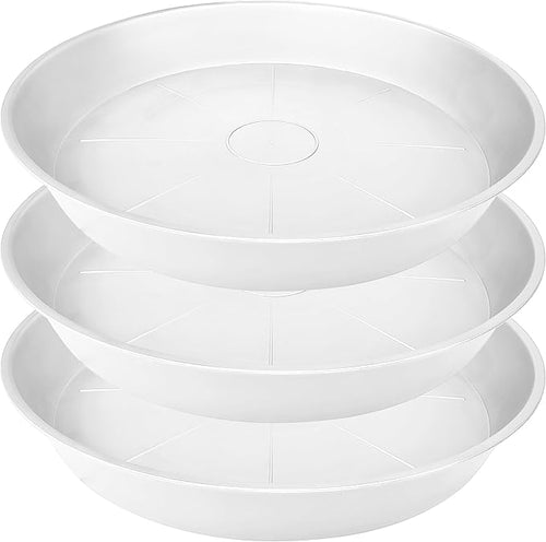 3 Pack of 26 inch Plant Saucer, 4.2" Depth Tray, Large Deep Garden Plastic by Bleuhome