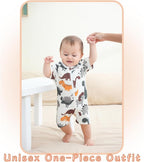 Unisex Summer Trendy 2-Pack Rompers Short Sleeve Zipped Bodysuit Infant Cotton - Image 7