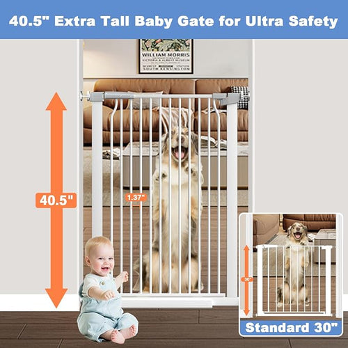 40.5"-54.7" Baby Gates for Doorways, 40.5" Tall Dog Gate Indoor, Walk Through - Image 2