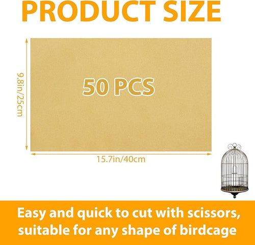 50 PCS Gravel Liner Paper for Bird Cage 10 x 16 Inch Bird Cage Paper Liners - Image 2