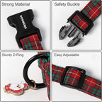 DOGWONG Christmas Plaid Dog Collar, Adjustable Red Tartan Collar, Scottish Red - Image 3