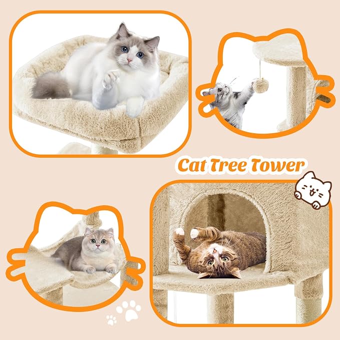 Sweetcrispy 44 inch Cat Tree Tower, Small Cat Climbing Tower - Image 6