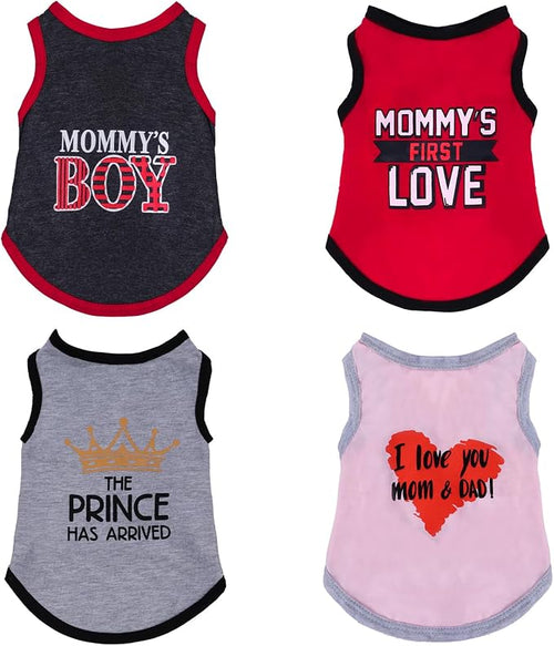 4 Pack Dog Shirts Summer Printed Puppy Clothes Novel Sleeveless Pet T Shirts by Pistha