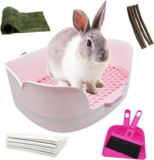 15.1"X11.0" Large Rabbit Litter Box, Plastic Square Rabbits Potty Trainer by MUYG