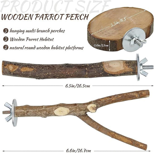 8-Piece Set Natural Wood Bird Perches - Image 2