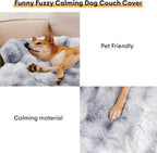 FUNNY FUZZY Pet Fluffy Fuzzy Couch Cover, Calming Washable Dog Bed Sofa - Image 2