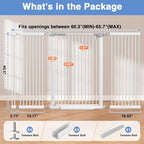 60.2"-65.7" Baby Gates Extra Wide, 40.5" Tall Dog Gate Indoor, Walk Through Pet - Image 9