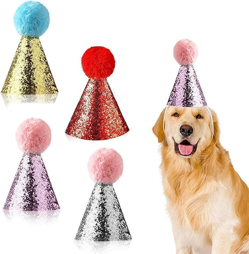 4pcs- Dog Birthday Hat for Pets Party Decoration Supplies， Cat Kitten Headband by Golden+Pearl