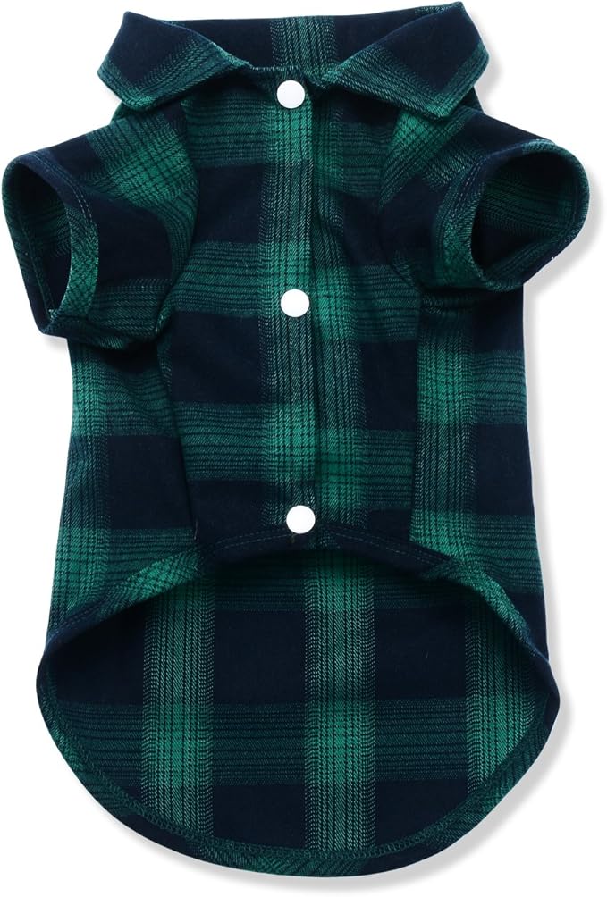 Koneseve Dog Shirt Pet Plaid Clothes T-Shirt Sweater Matching Breathable by Koneseve