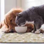 Dog Food Mat, Absorbent Water Bowl Mats Cat Pet Feeding Placemats Beige 17 * 30 - Image 7
