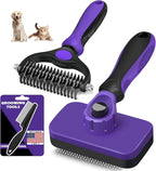 3PCS Self Cleaning Slicker Brush & Pet Grooming Rake & Flea Comb by Augwind