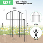 10Pcs Decorative Garden Fence, 20in/10.8ft Rustproof Metal Fences Animal - Image 2
