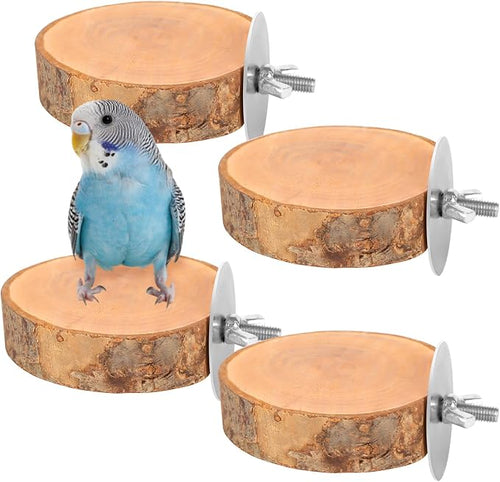 4PCS Natural Wood Round Bird Perch Platform by Unknown