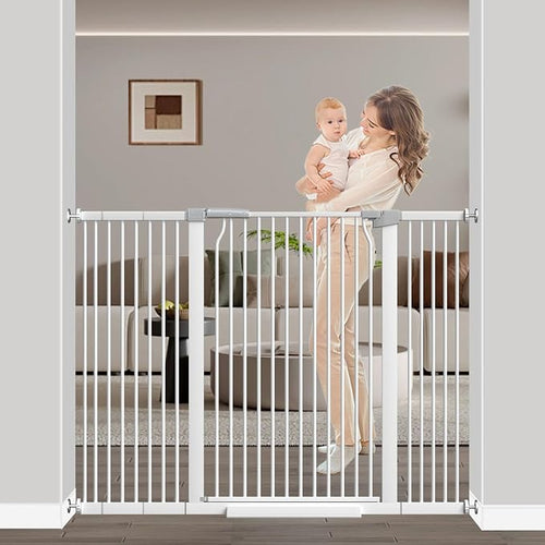 40.5"-54.7" Baby Gates for Doorways, 40.5" Tall Dog Gate Indoor, Walk Through by FlowerFrail