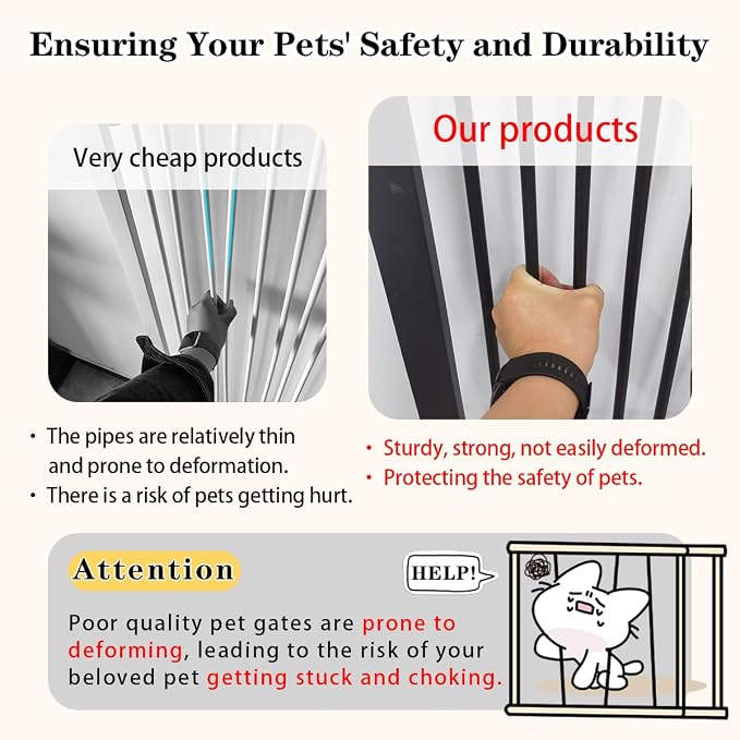 Lumizone Extra Tall Pet Gate 55.12" High Pressure Mounted 42.52"-46.64" Extra - Image 3