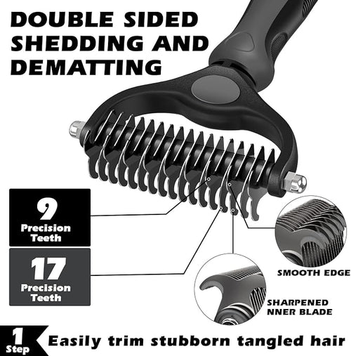 3PCS Self Cleaning Slicker Brush & Pet Grooming Rake & Flea Comb - Image 2