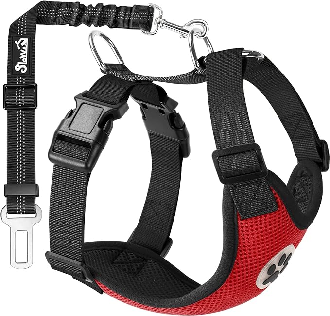 SlowTon Dog Seat Belt Harness for Car, Dog Car Harness Adjustable Mesh by SlowTon