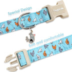 Faygarsle Funny Chicken Pattern Dog Collar, Cotton Fabric, Light Blue - Image 4