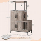 HOOBRO Cat Litter Box Enclosure Furniture, 2 in 1 Hidden Litter Box Furniture - Image 4