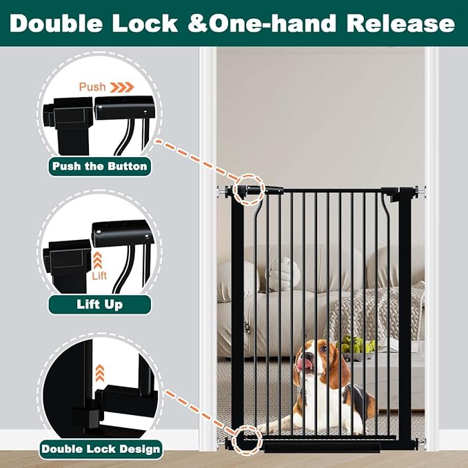 Fairy Baby 40.5" Extra Tall Baby Gate, 72.3"-76.7" Extra Wide Large Dog Pet - Image 4