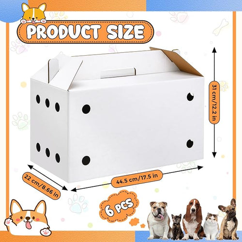 6 Pack Cardboard Pet Carrier 17.5 x 8.66 x 12.2 Inches Small Animal White Puppy - Image 2