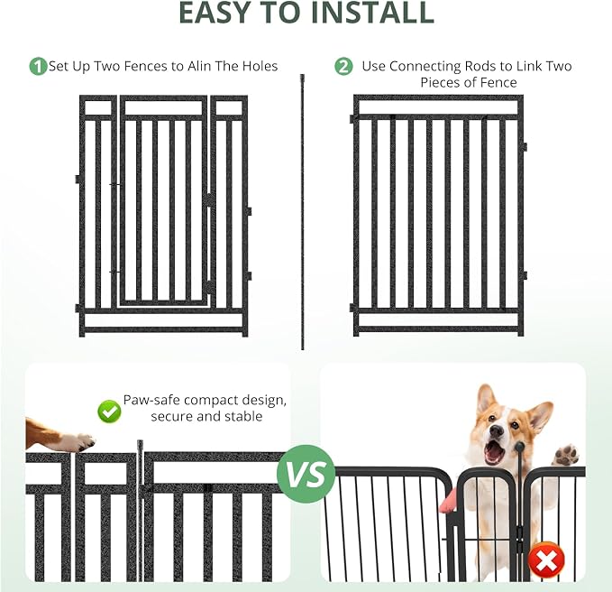 Dog Fence for Yard Outdoor Indoor Dog Playpen 40" Height 8 Panels Metal Dog Pen - Image 3