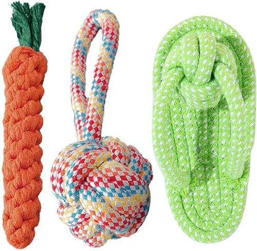 3PCS Natural Cotton Rope Toys for Small Dogs and Puppies, Dog Dental Care Chew by Unknown