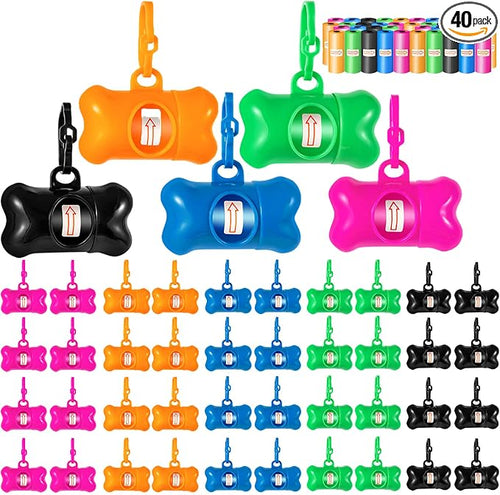 40 Pack Bone Shaped Poop Bag Dispenser Pet Waste Disposal Bag Dispenser by Arroyner