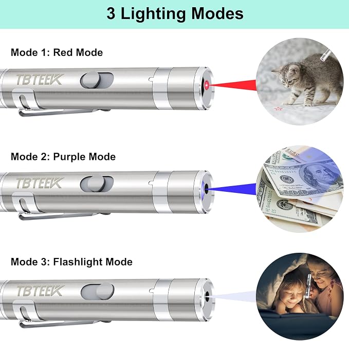 TBTeek Cat Toy, USB Rechargeable Interactive Kitten Toy, 7 Light Modes & - Image 2